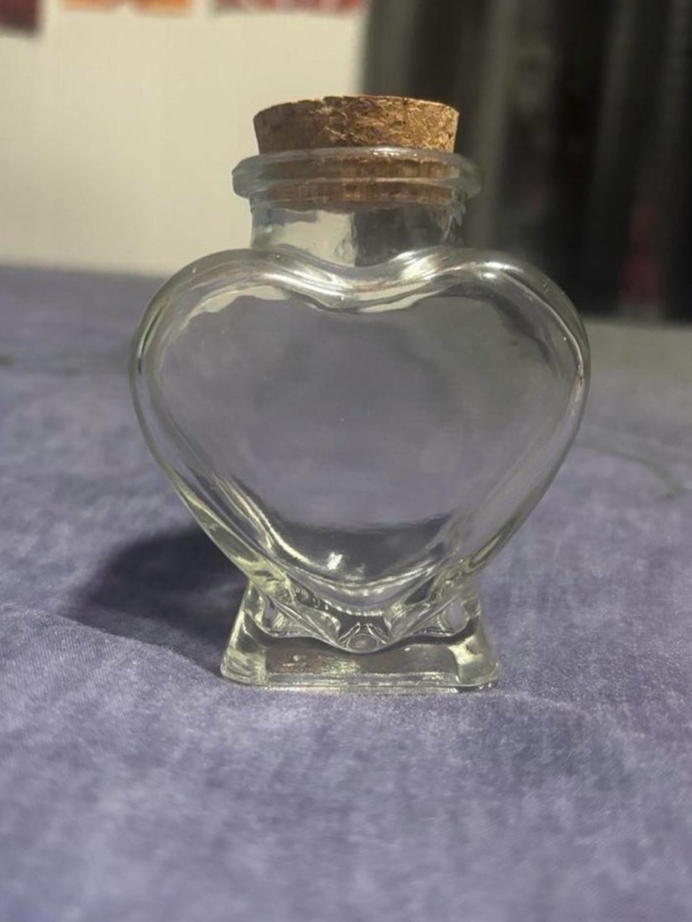 Clear Heart-Shaped Glass Bottle with Cork Stopper - Home Storage